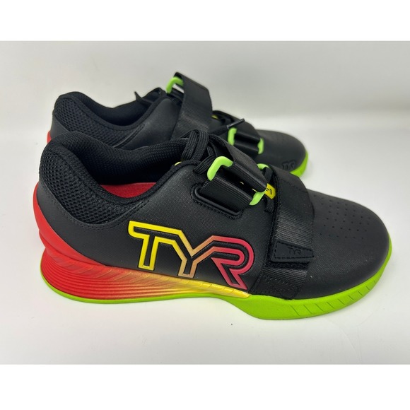 TYR Shoes - TYR L-1 Lifter Weightlifting Shoes Black Neon Green Red Gradient Mens Womens 8